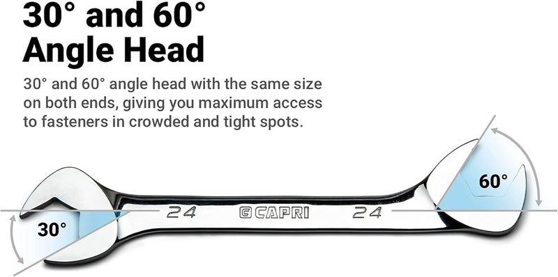 Capri Tools 10 mm Angle Open End Wrench, 30° and 60° angles, Metric - Image 2